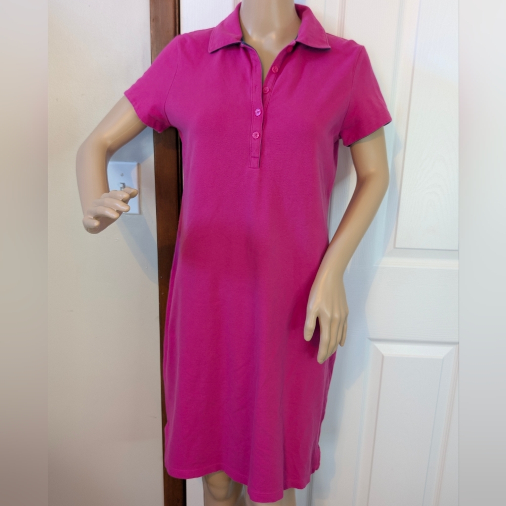 Lands' End Fuchsia Pink Polo Midi Dress- small